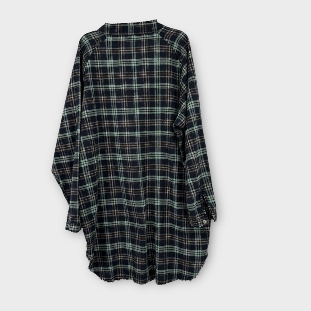 Lucca Flannel Shirt Dress in Blue Plaid Women’s Size L - Picture 4 of 7